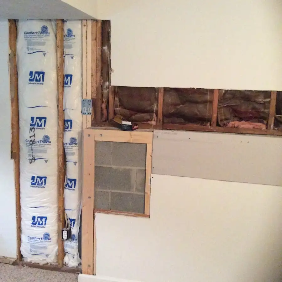 Wall insulation replacement during Structural Drying in Needham